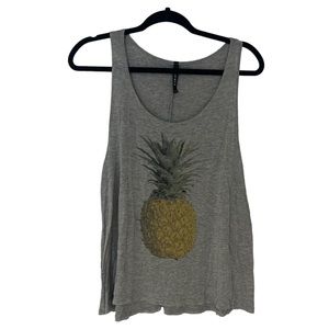 Gray flowy tank with pineapple - bigger/flowy arm holes